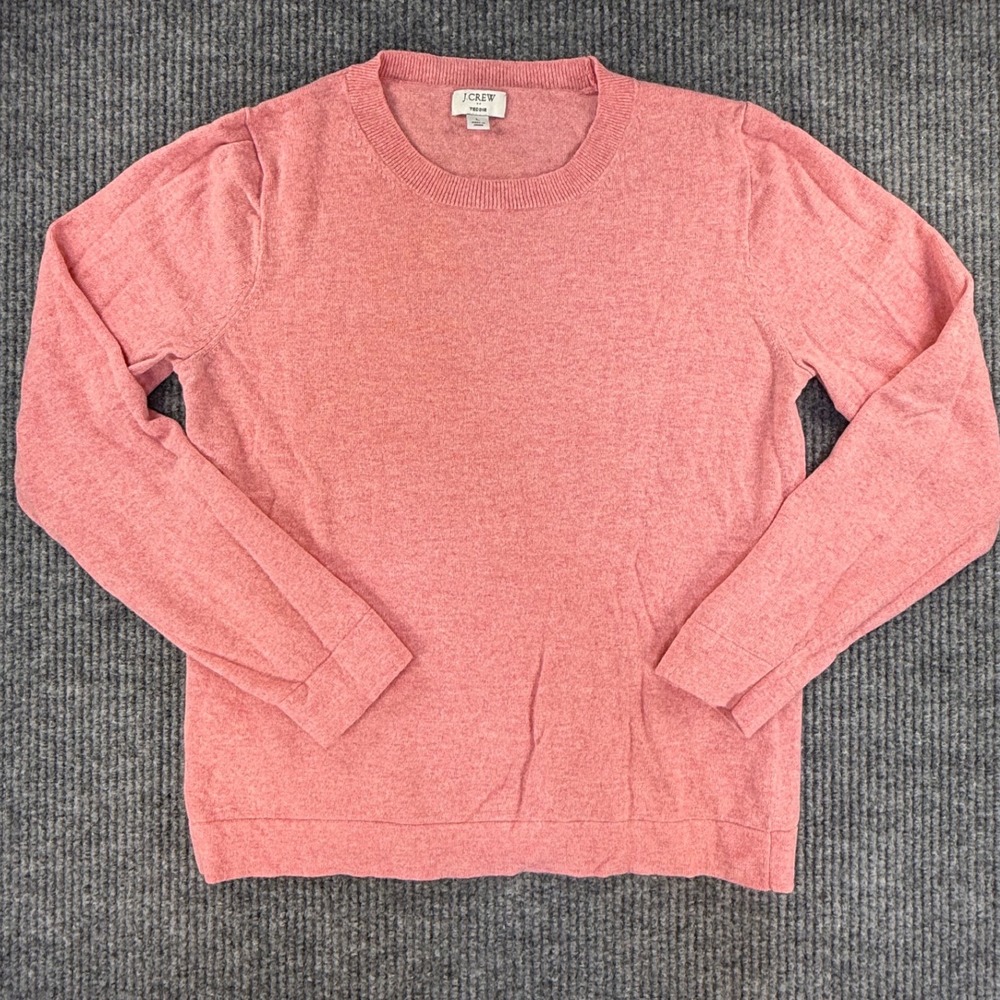 J. Crew sweater Large Teddie pink wool cotton blend crewneck knit
